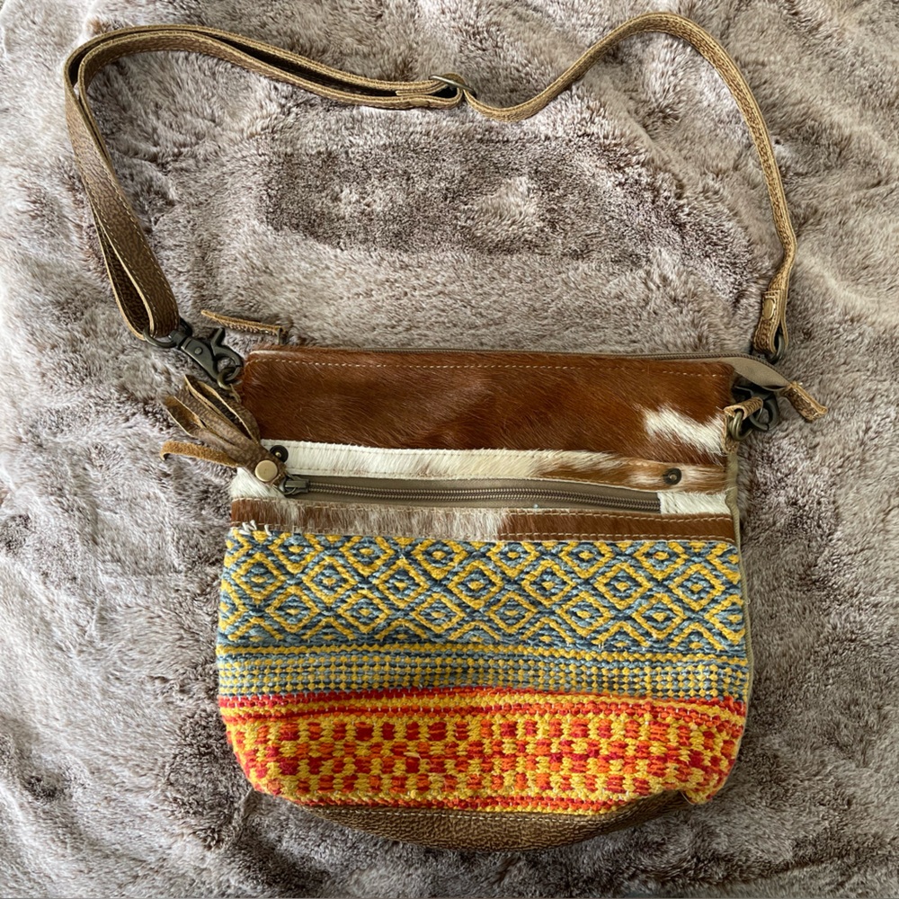 Myra Bag medium sized fur accents Boho Western Style